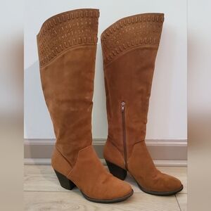 Tan knee high boots